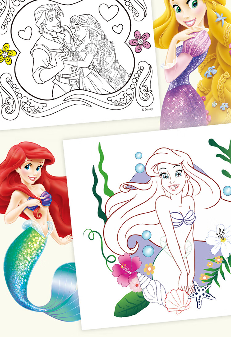 迪士尼公主涂色书儿童画画本2宝宝3幼儿园6岁填色绘本图画绘画册4启蒙