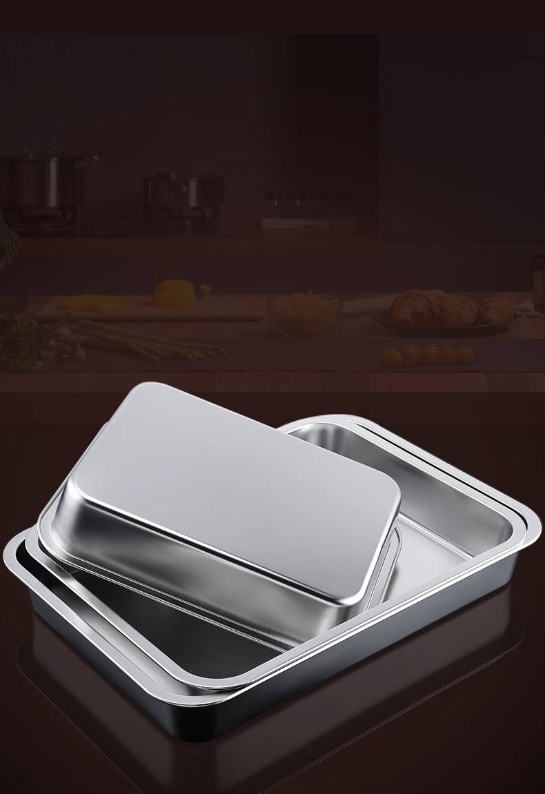 盛菜盆带盖 不锈钢方盆带盖平底长方形盆商用加深餐盆家用厨房饭盆装