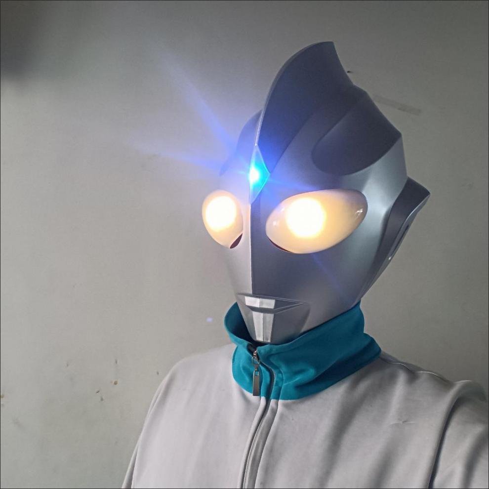 迪迦头套抖音同款头套迪迦头盔发光面具万圣节cos表演超人仿真面罩