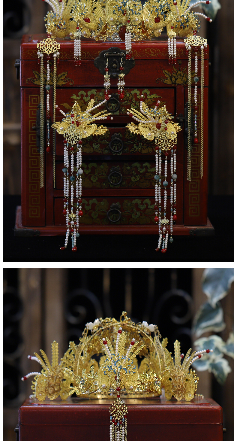 【七夕臻品】明制凤冠头饰新娘2022新款汉服发冠中式皇后大婚结婚秀禾