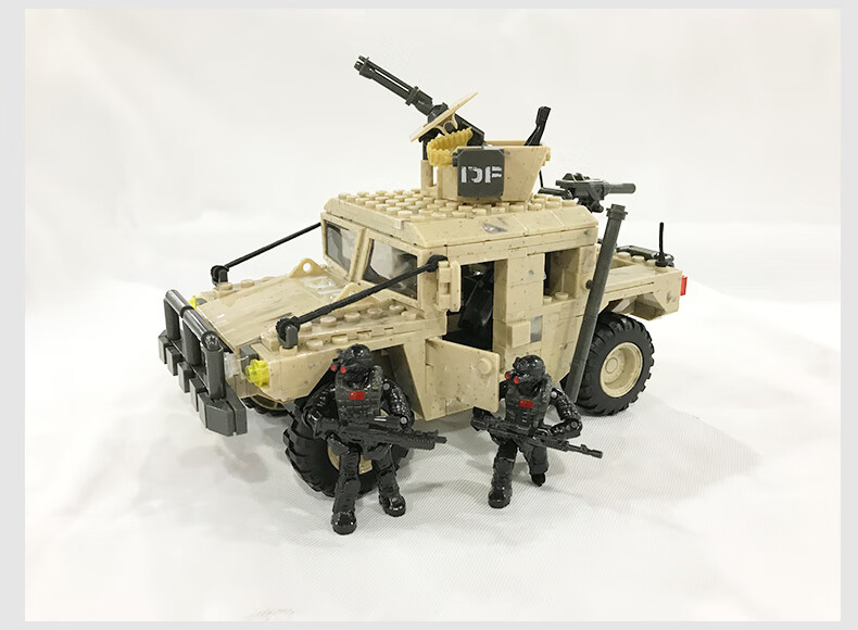 乐高沙漠悍马积木军事基地二战场景碉堡珍宝据点防守男孩拼装玩 