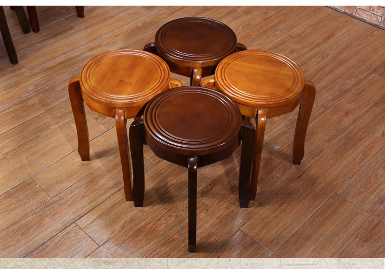 实木圆橙子中式实木圆橙子中式实木凳子家用圆凳餐桌凳板凳时尚创意可