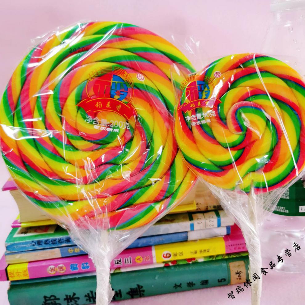 棒棒糖超大彩虹波板糖硬糖同学女生闺蜜儿童节礼物80200g圆形80克x1支