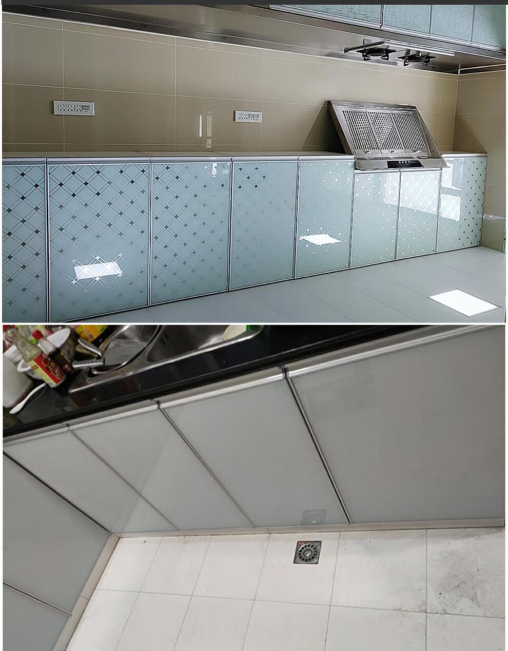 晶钢门橱柜门厨房橱柜门定制门板带框自装钢化玻璃厨柜晶钢门订制灶台