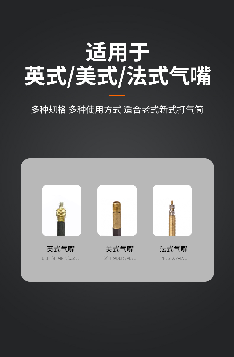 打气筒 自行车 高压打气筒气嘴嘴头自行车摩托车美嘴英嘴法嘴充气头