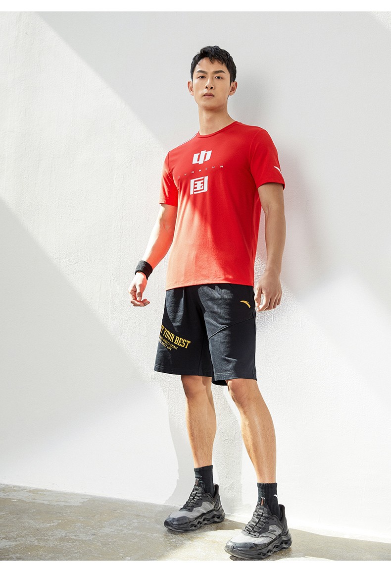 安踏短袖t恤男2022夏新款国潮圆领短袖上衣中国运动上衣健身服体恤男