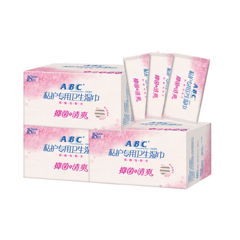 abc卫生湿巾湿纸巾私处洁阴护理女性湿巾房事99.99%3盒54片装 默认