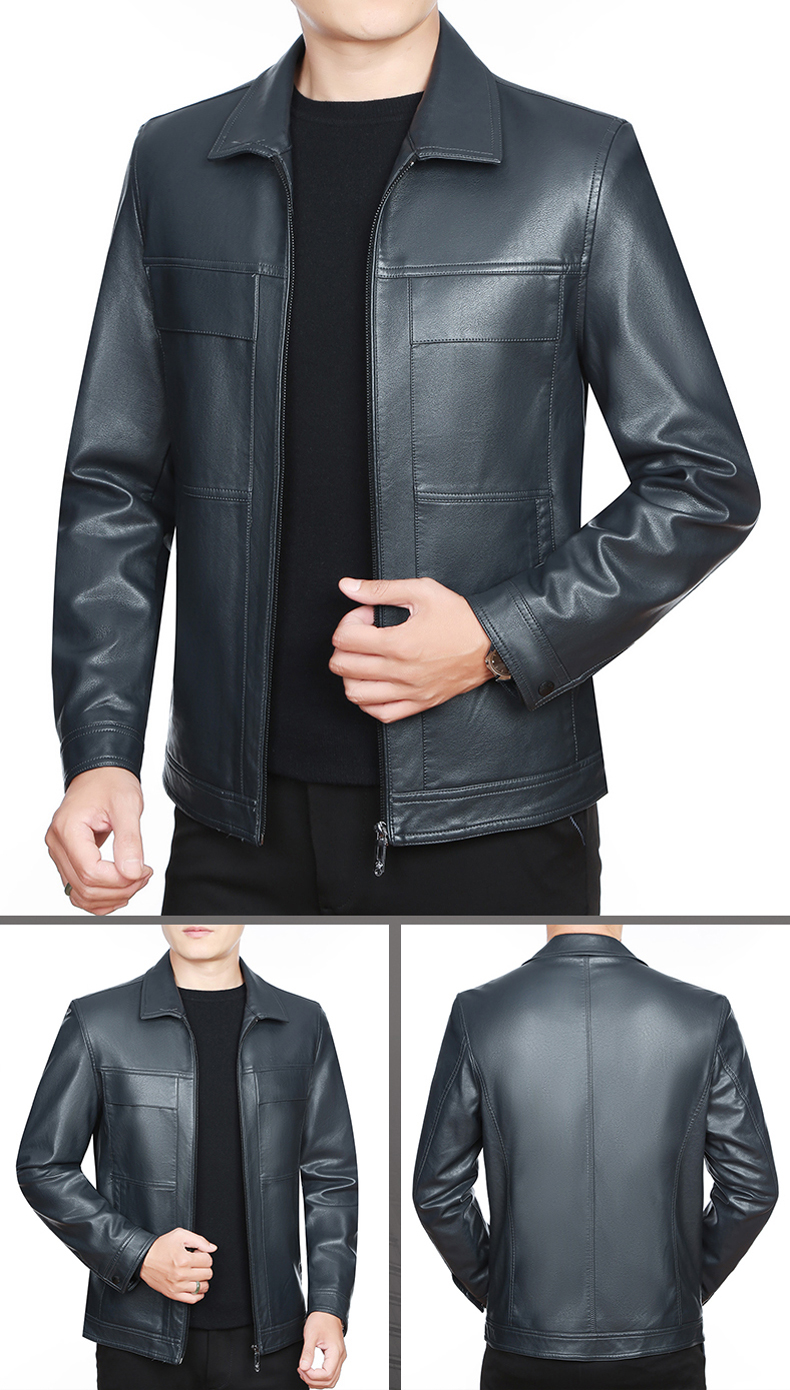 传奇保罗商务男装保罗2021新款皮衣秋装pu皮夹克男士商务休闲翻领皮