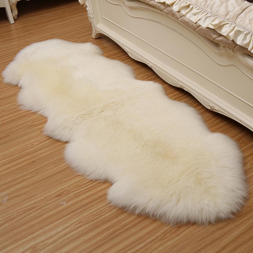 羊毛地毯澳洲纯羊毛地毯卧室客厅长毛绒床边毯整张羊皮毛一体垫子金色