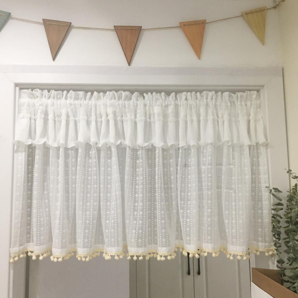 居家布艺 窗帘/窗纱 半帘遮挡帘纱帘 成品美式厨房免打孔短帘小窗帘窗