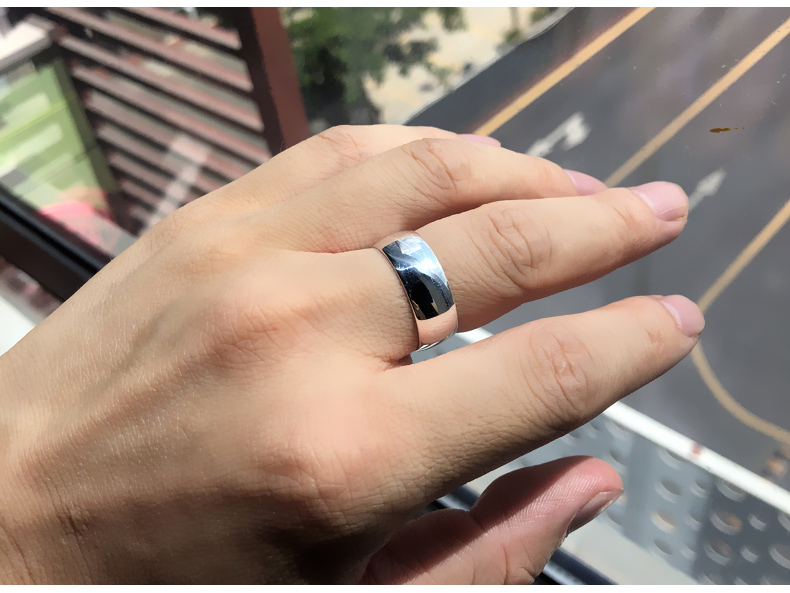 日日缘8mm开口素圈 99足银男士戒指足银宽大光面刻字定制食指霸气嘻哈
