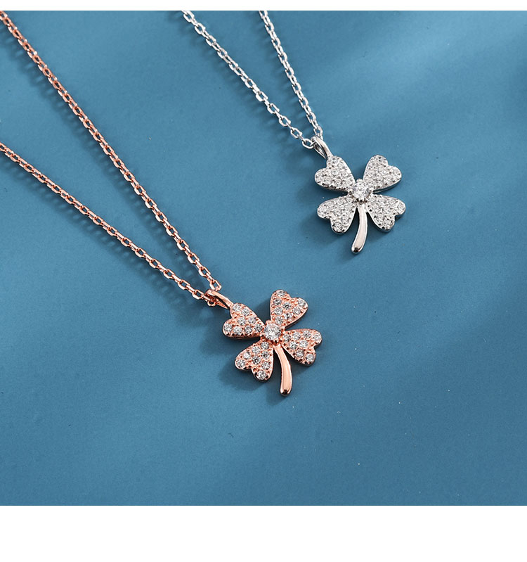 项链女银质锁骨链ins冷淡风小众轻奢银饰送女友礼物银色四瓣花项链