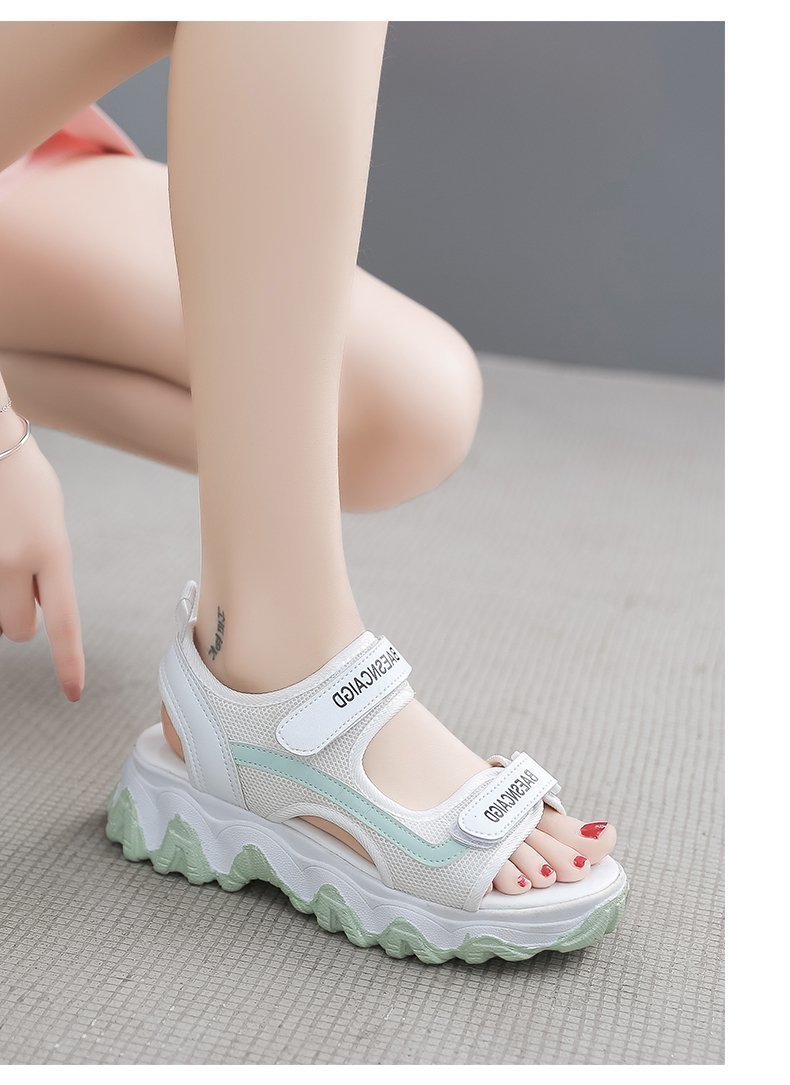 初中女生运动凉鞋夏天高中生凉鞋女韩版厚底老爹凉鞋少女孩夏季中学生