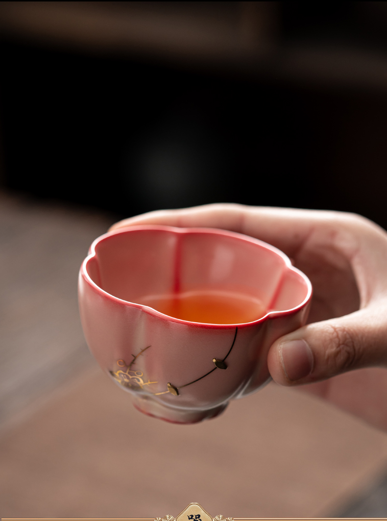 德化猪油冻主人杯官唐锔钉猪油冻功夫茶杯主人杯陶瓷中国红品茗杯开片