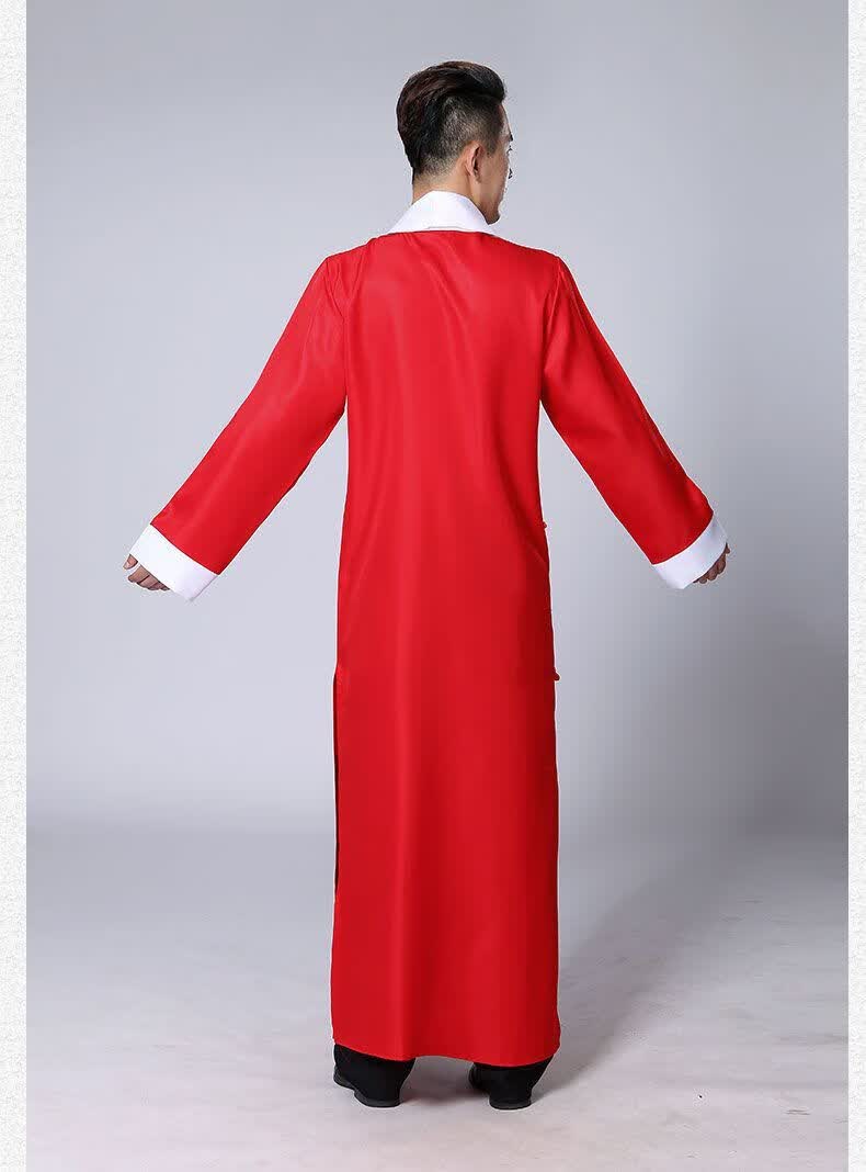 服民国服装长衫五四青年学生装男士长袍中式马褂jc酒红色围巾130cm