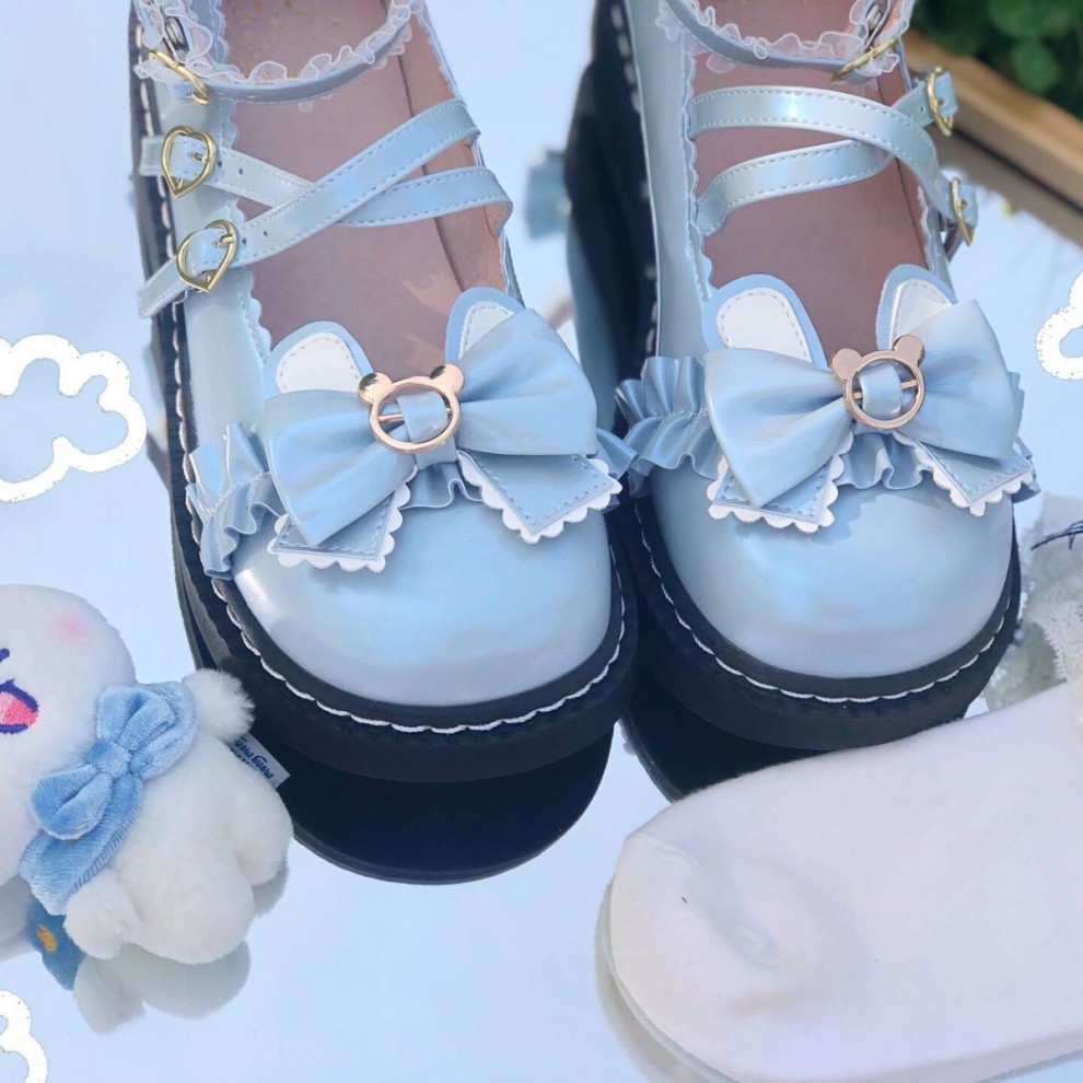 lolita鞋洛丽塔鞋子小高跟日系洛丽塔lolita学生厚底大头可爱软妹平底