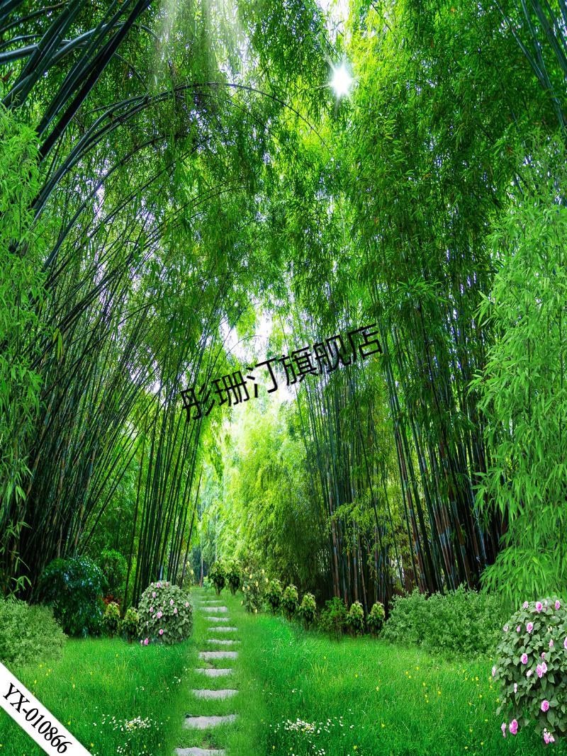 2021新款主播直播间背景布直播背景布3d立体直播间装饰主播竹林山水