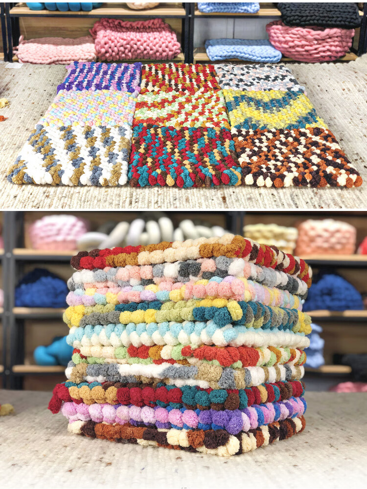 桑雀大球球线坐垫线织毯子手工编织diy材料地毯飘窗手织粗毛线钩垫子