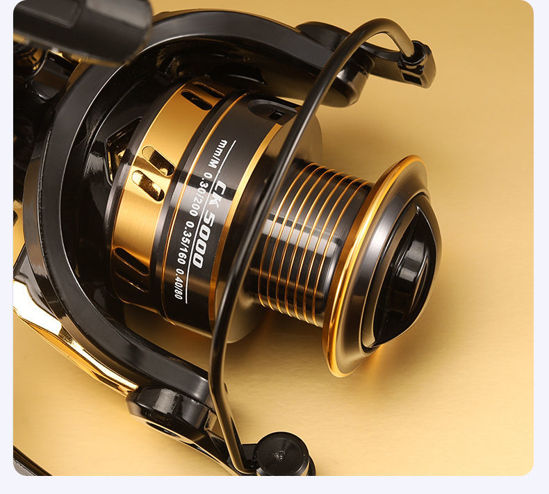 斜口无间隙路亚纺车轮金属线杯镂空渔轮矶钓海竿5000无间隙100m鱼线7