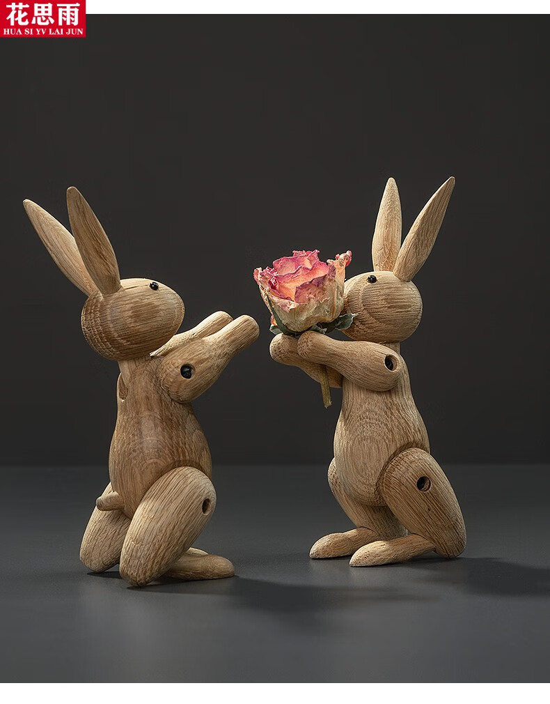 实木摆件北欧风木质可爱小动物模型摆件实木手工艺品书房装饰摆设玄关