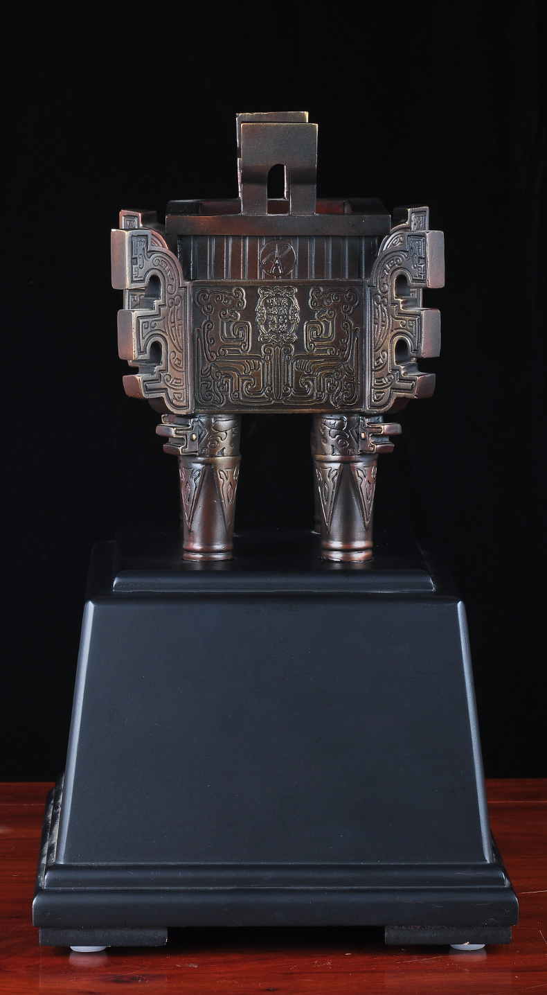 办公室工艺品公司店铺开业商务礼品紫铜色鼎盛千秋l款4号带底座xyy