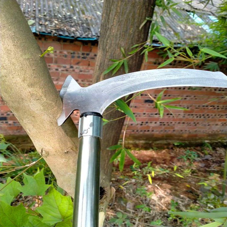 收割农用工具垂钓长柄全钢 -奔新农 锰钢双镰刀头( 30厘米木柄)【图片