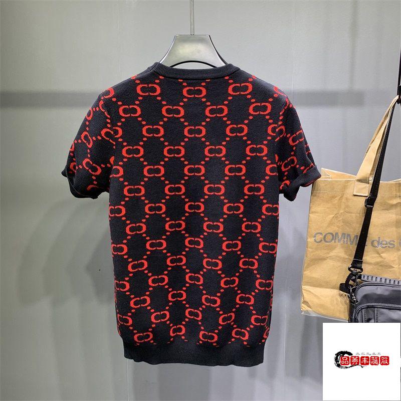 字母圆领加厚修身潮流打底半袖针织衫灰色灰底黄字3xl建议158175斤