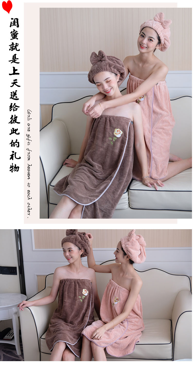 可穿浴巾女夏吸水毛巾浴袍家用棉薄款2021新款速干裹j巾浴裙 浴裙4