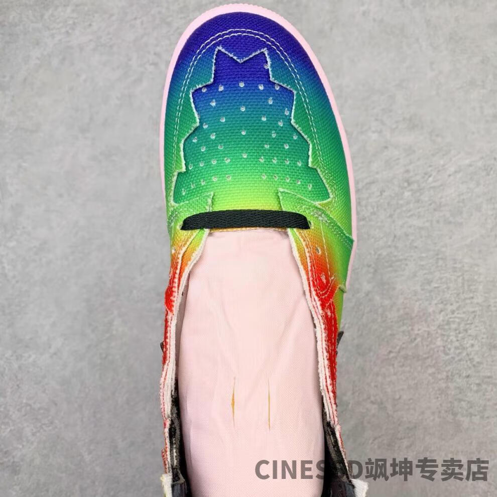 彩色扎染 中帮 头层皮休闲情侣鞋百搭运动篮球鞋 aj1-中帮-彩色扎染