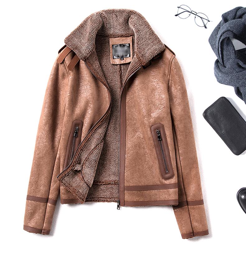 恒源祥品牌臻选皮衣男皮毛一体外套男士羊羔毛皮夹克2022新款冬季加绒