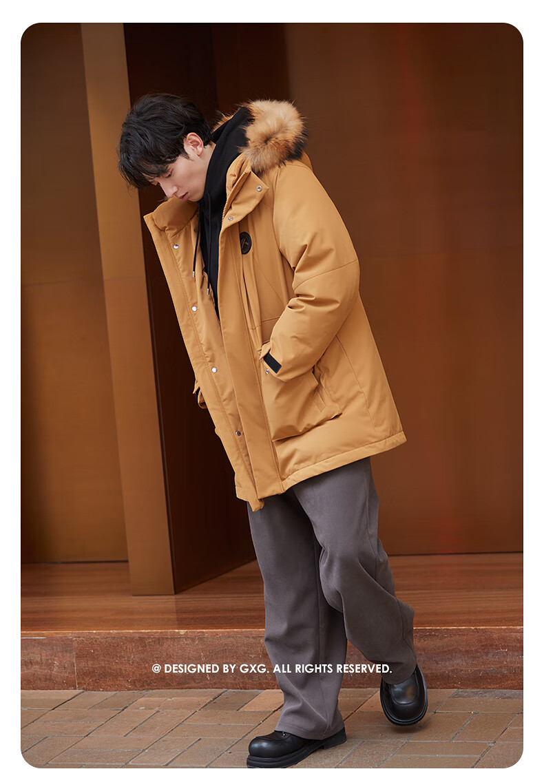 GXG Men's Clothing [Triple Protection/Heat Retention] Parka down Jacket Men's Coat, Winter 2024 New Product, Black, 180/XL 8