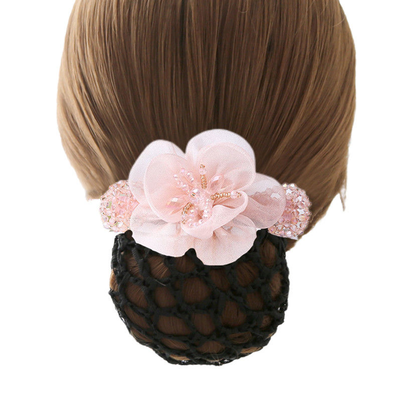 凝絮 饰品护士空姐银行发网工作盘头头花女职业韩国发夹子后脑勺头饰