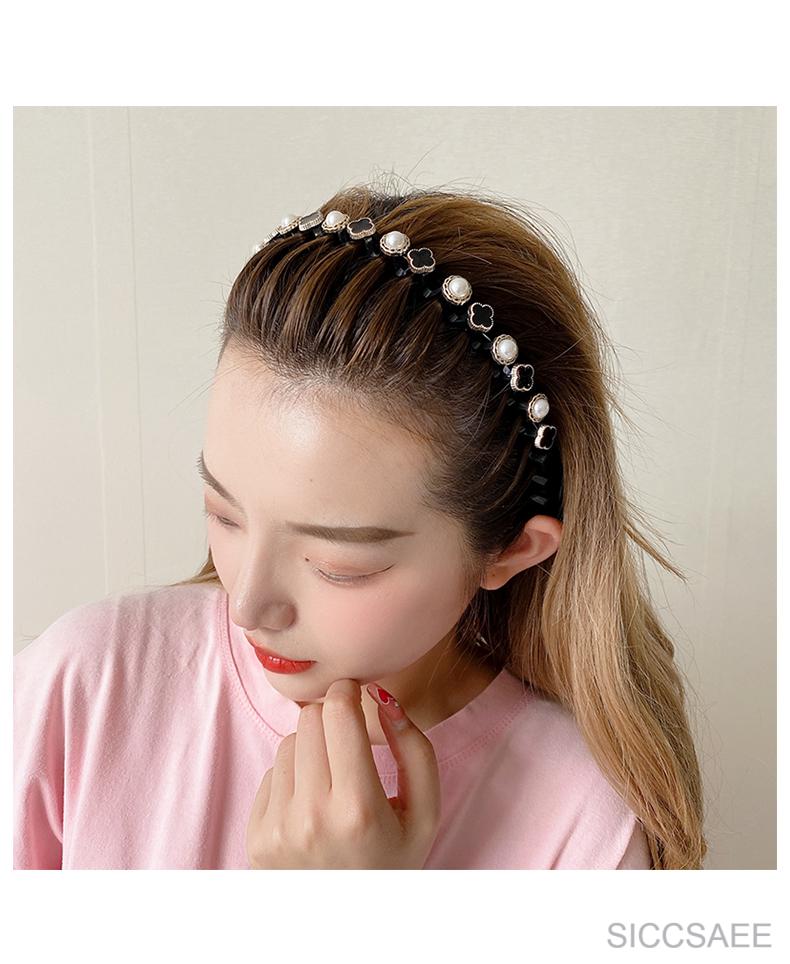 siccsaee网红发箍女夹简约水钻梅花波浪发卡成年洗脸压发防滑带齿发夹