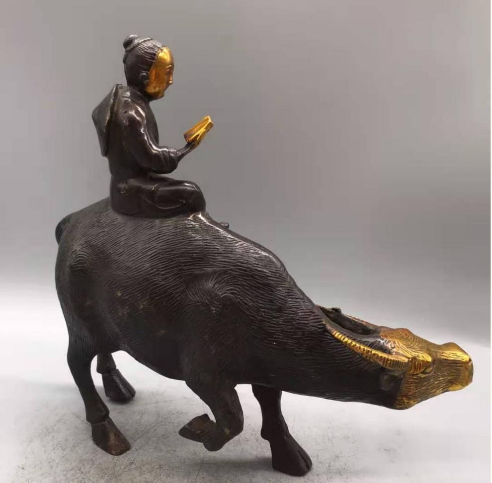 牧童骑牛摆件 铜童子骑牛摆件牧童牛孺子生肖牛招家居风水铜器工艺