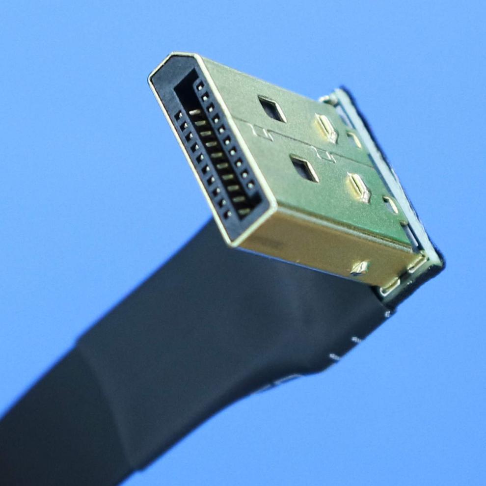 适用dp接口公对母延长线displayport1.2转角接扁平薄软显卡连接线 adt