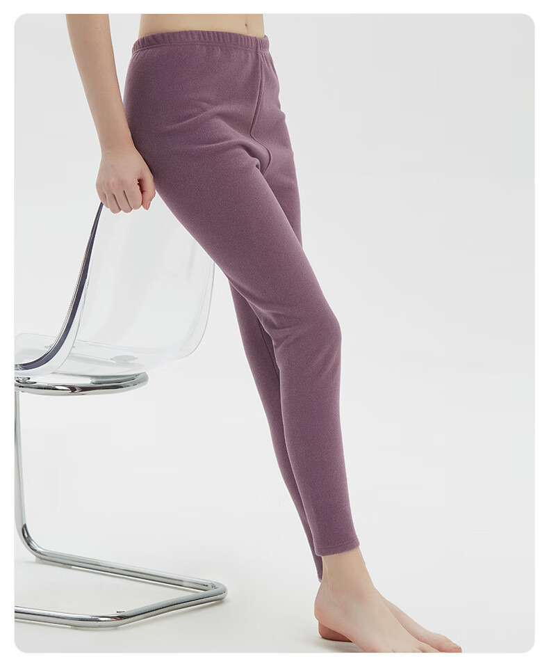 铜牛2021秋冬新款柔暖绒保暖女裤标准长裤女vk158雾幻紫17095
