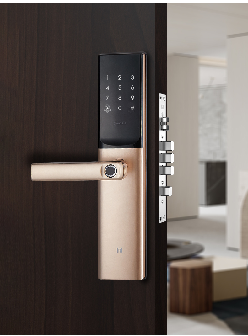 名门指纹锁家用防盗门全自动密码锁智能锁酒店宾馆刷卡电子锁w1 金色