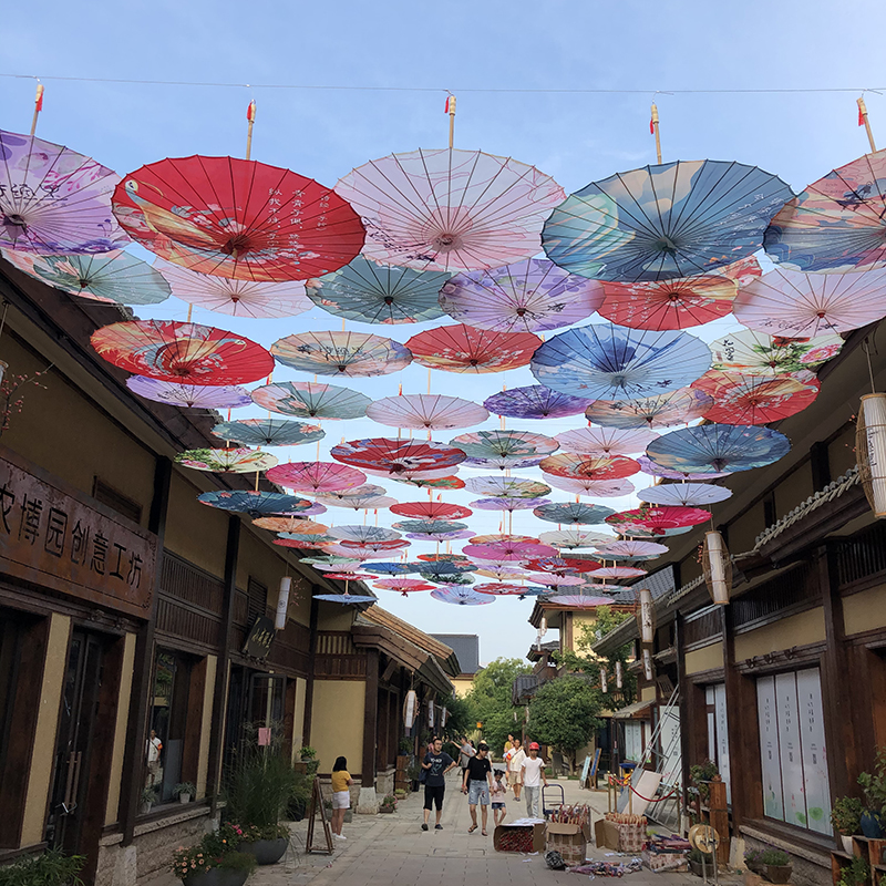 防雨防晒油纸伞舞蹈伞吊顶装饰伞复古伞中国风绸布伞成人82儿童70绿色