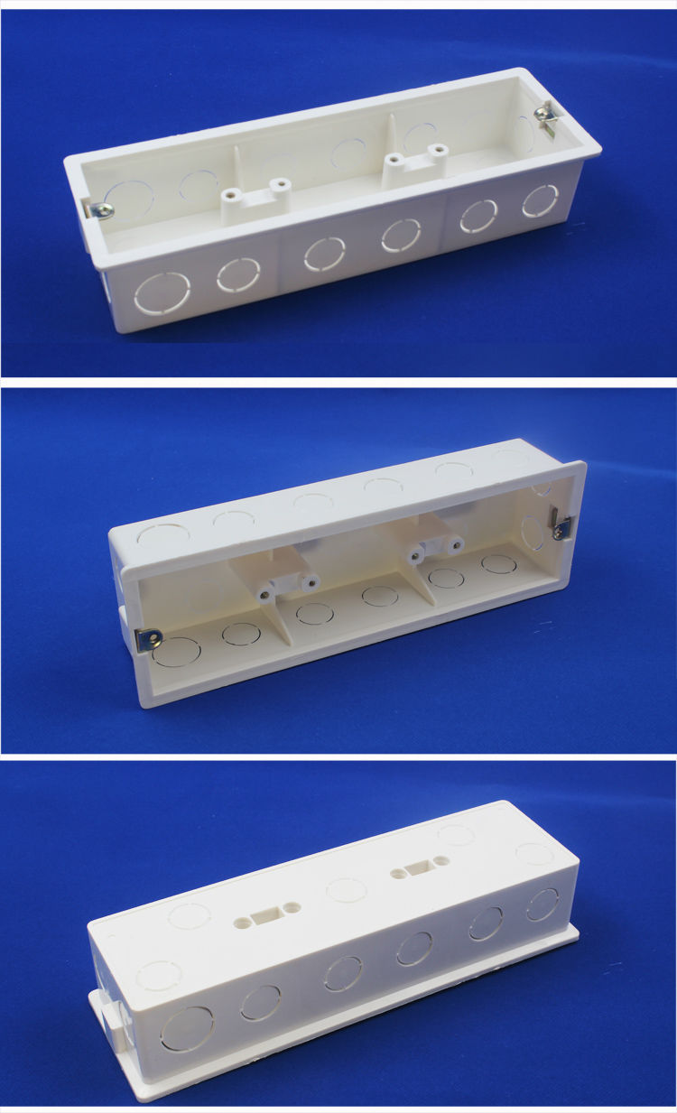 阻燃86型pvc三联盒暗盒三位暗线盒加厚拼接三盒通用开关插座底盒5个装
