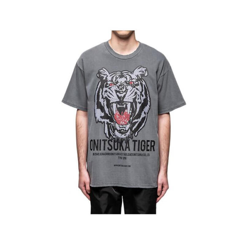 onitsuka tiger鬼冢虎男女同款t恤圆领短袖纯棉印花上衣休闲2183a718