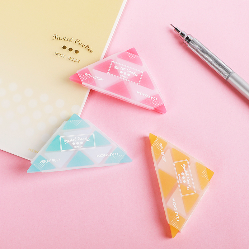 日本kokuyo国誉角角乐橡皮 清新马卡龙色细节多角绘图橡皮擦 学生文具