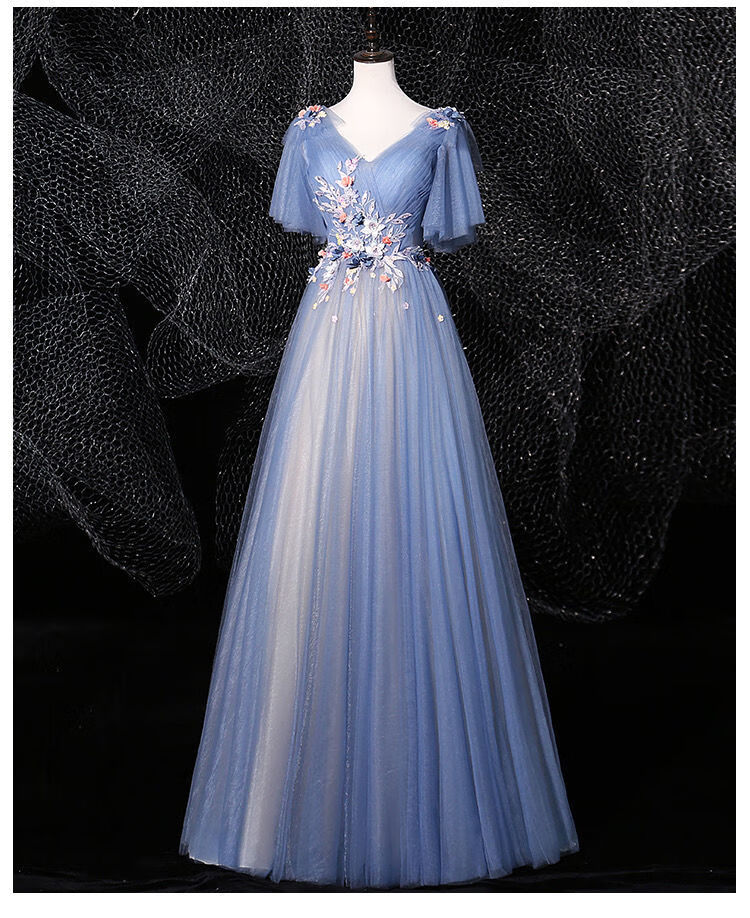 bf新款声乐艺考独唱礼服女长款美声a字裙舞台主持演出服装显瘦礼服亮