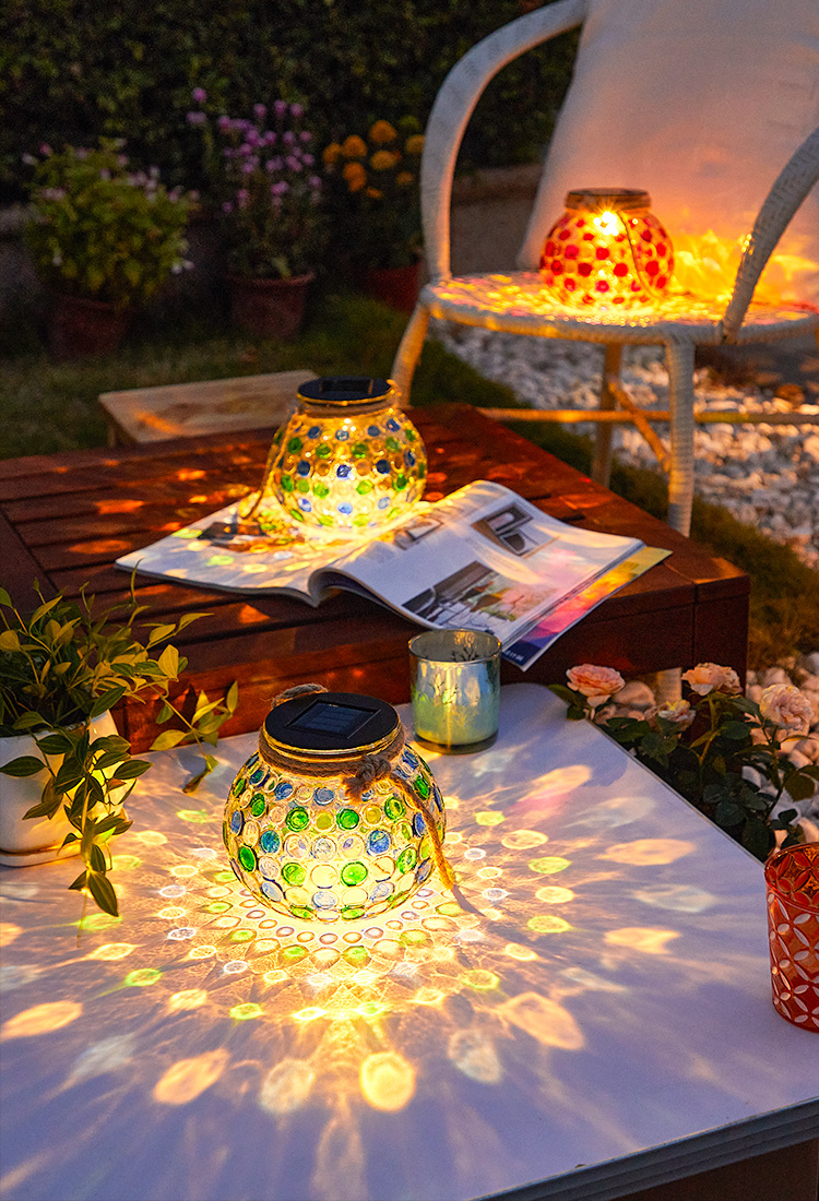 太阳能装饰灯庭院阳台花园布置光影氛围灯创意波点户外水小夜灯大号