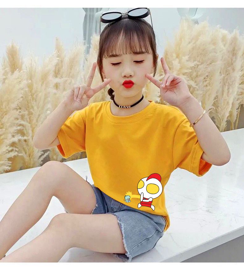 女童短袖白色t恤夏装新款儿童半袖上衣中大童小女孩夏季t 草莓杯-黑色