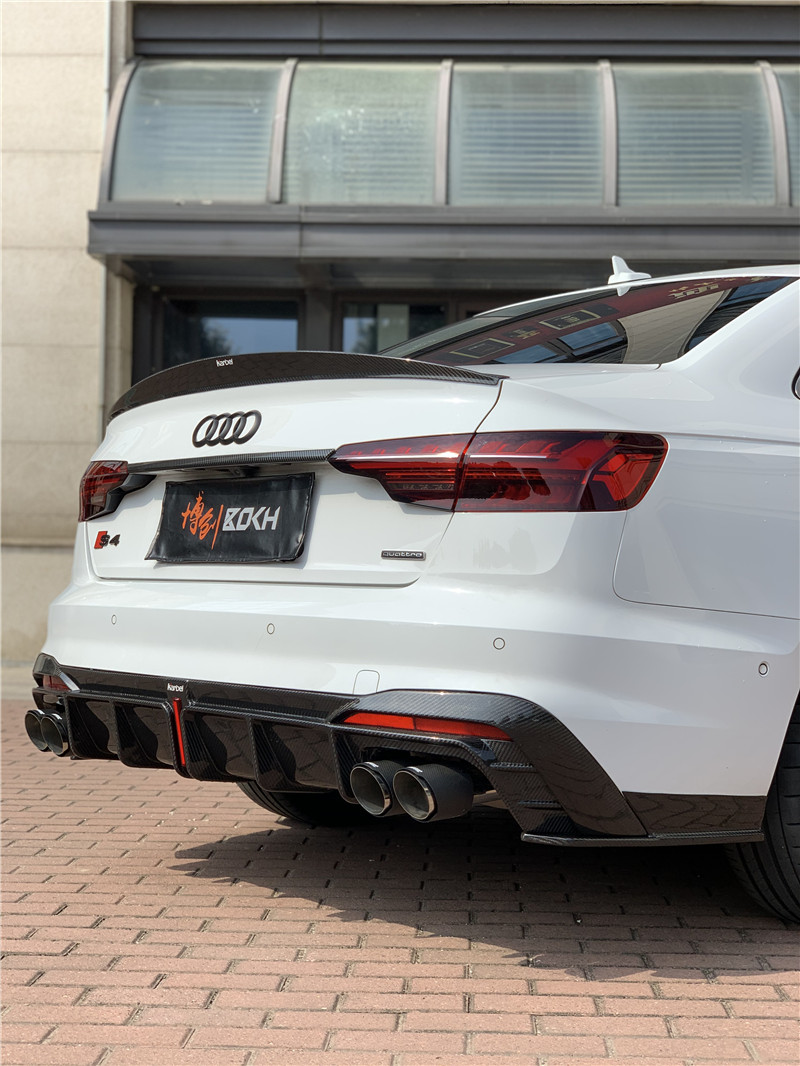 适用于2022款奥迪a4l尾翼20-22新款s4卡布尔后唇改装kel干碳前铲碳