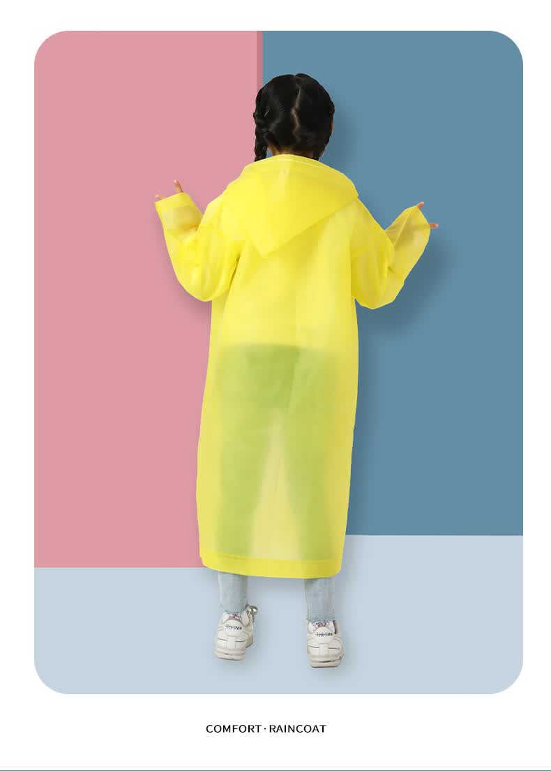 中益非一次性儿童雨衣加厚eva小孩学生大童上学旅游雨披透明雨衣eva