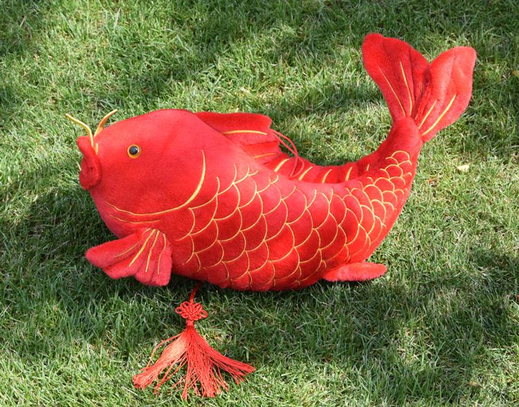 锦鲤抱枕锦鲤大号抱枕仿真红鲤鱼毛绒玩具红鱼吉祥物玩偶家居新年春节