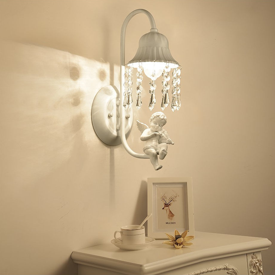 kankeirr客厅水晶壁灯饰美式走廊过道天使现代创意北欧床头卧室灯具