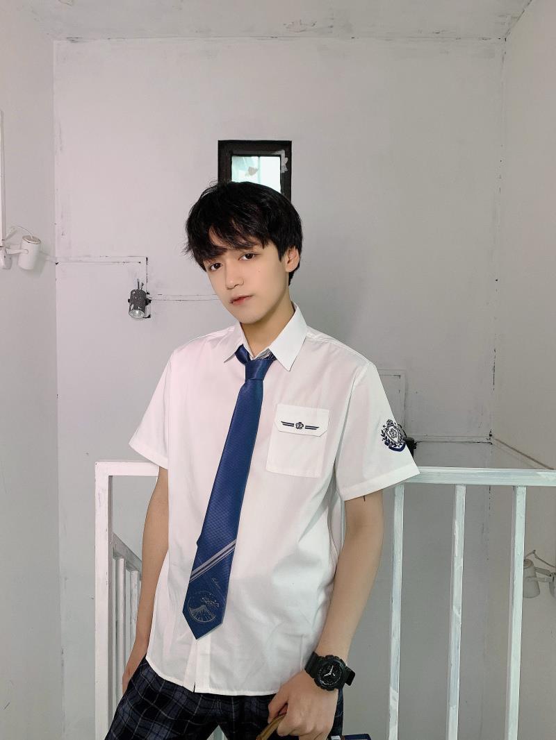 dk制服学院风短袖白衬衫男韩版潮流学生百搭夏季衬衣日系jk情侣装151
