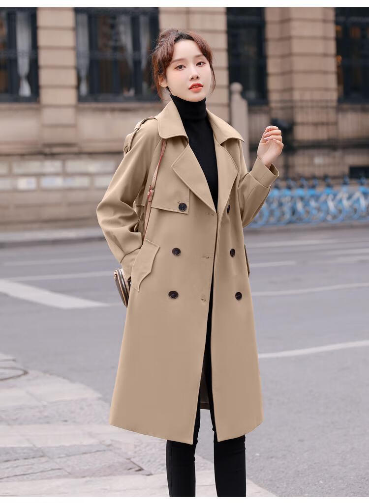 女装新款风衣外套女中长款大衣过膝小个子今年流行品牌春款女装2021年